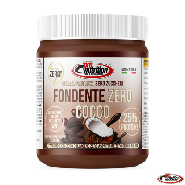 Crema spalmabile proteica al cioccolato fondente e cocco-ZERO FONDENTE COCCO-PRO NUTRITION°