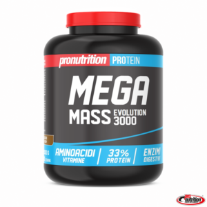 Integratore alimentare per la crescita e il mantenimento muscolare in polvere al gusto cacao-MEGAMASS EVO. 3000-PRO NUTRITION°