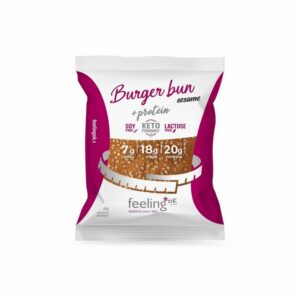 Panino per hamburger proteico con semi sesamo per dieta chetogenica-BURGER BUN-FEELING OK&deg;