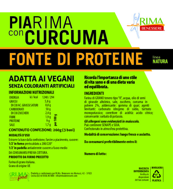 Piadina ricca di proteine e fibre al gusto di curcuma-PiaRIMA-RI.MA BENESSERE°