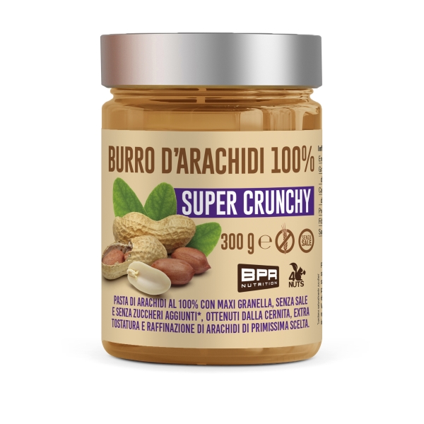 Crema spalmabile ricca di proteine agli arachidi con maxi granella-PEANUT BUTTER 100% SUPER CRUNCHY -BPR NUTRITION°