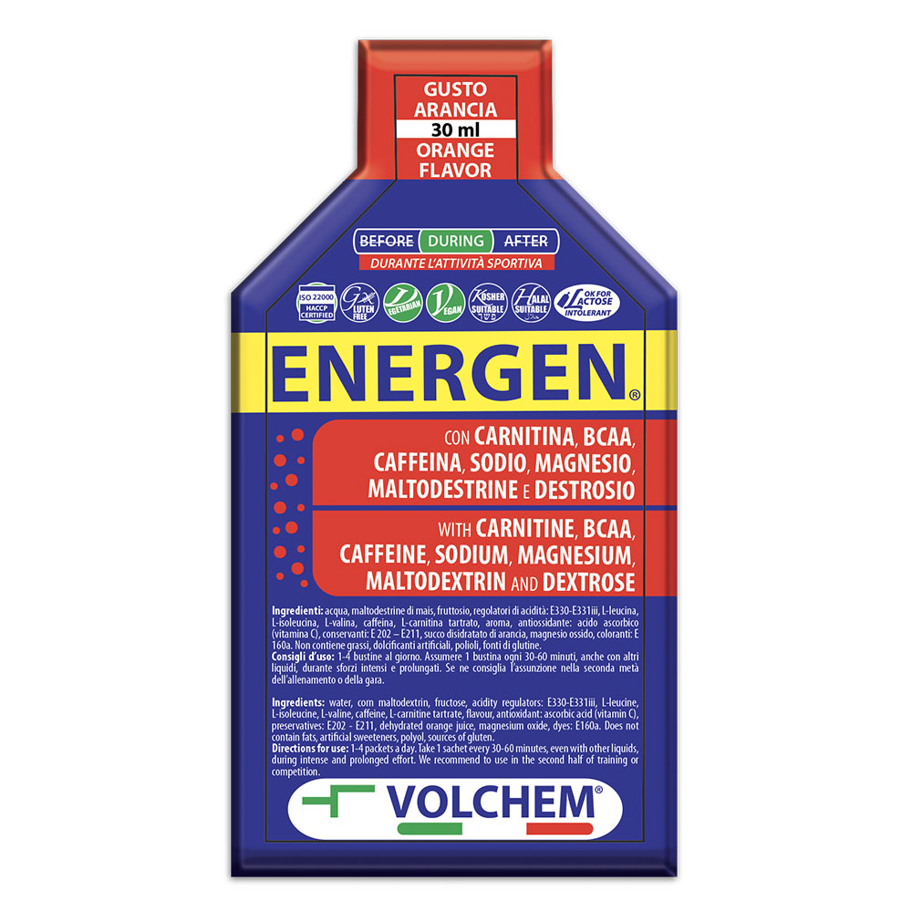 Integratore alimentare IN GEL di carboidrati , aminoacidi e caffeina pronto da bere-ENERGEN ®-VOLCHEM