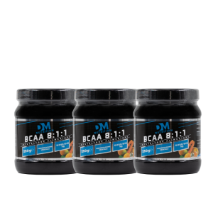 3 PZ. di Integratori Alimentari di Aminoacidi Ramificati in polvere-Gusto Tropical-BCAA 8:1:1- DM NUTRITION