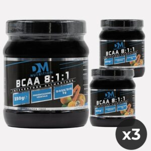 KIT da 3 PZ. di Aminoacidi Ramificati in rapporto 8:1:1 in polvere al Gusto Tropical-BCAA 8:1:1- DM NUTRITION