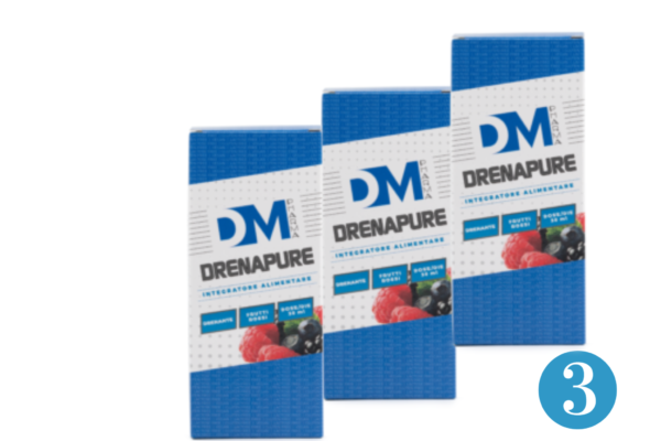 KIT 3 pezzi di Integratori per il drenaggio dei liquidi corporei ai FRUTTI ROSSI-DRENAPURE -DM PHARMA