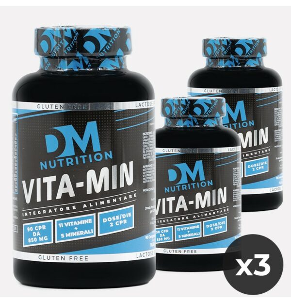 KIT di 3 conf Integratori di vitamine e minerali in compresse-VITA-MIN-DM NUTRITION