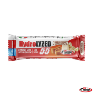 Barrette iperproteica con proteine idrolizzate al gusto di cioccolato bianco e caramello salato-HYDROLIZED55-PRO NUTRITION