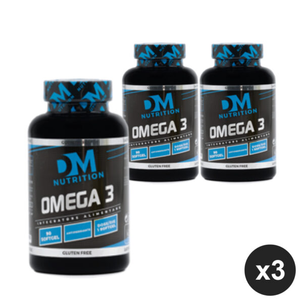 Kit da 3 Integratori alimentari di omega 3 per la concentrazione e la memoria in softgels- OMEGA 3-DM NUTRITION
