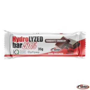 BOX DA 24 Barrette iperproteiche con glutammina al cioccolato fondente effetto crunchy -HYDROLIZED55 Fondente crunchy-PRO NUTRITION