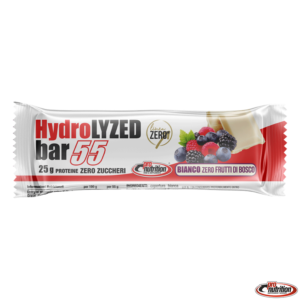 BOX da 24 Barrette iperproteiche idrolizzate al gusto di cioccolato bianco e frutti di bosco-HYDROLIZED55 Bianco Frutti di bosco -PRO NUTRITION