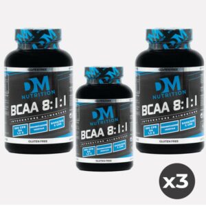 Kit da 3 Integratori Alimentari di Aminoacidi ramificati in compresse rapporto 8:1:1-BCAA 8:1:1-DM NUTRITION