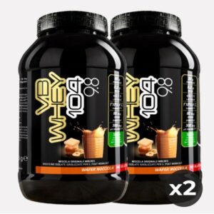 kit di 2 Integratori di Proteine idrolizzate in polvere al gusto di wafer nocciola-VB WHEY 104 9.8-NET INTEGRATORI