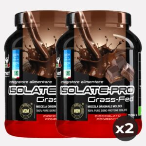 Kit da 2 Proteine del siero del latte isolate in polvere al cioccolato fondente- ISOLATE PRO-CIOCCOLATO FONDENTE-NET INTEGRATORI