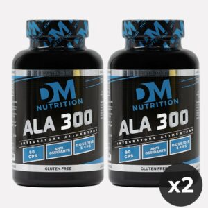 Kit da 2 Integratori alimentare di Acido Alfa Lipoico-Antiossidante-ALA 300-DM NUTRITION