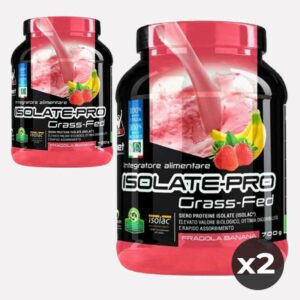 Kit da 2 Proteine del siero del latte isolate in polvere al gusto di fragola banana-ISOLATE PRO FRAGOLA BANANA-NET INTEGRATORI