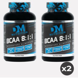 Kit da 2 Integratori Alimentari di Aminoacidi ramificati in compresse rapporto 8:1:1-BCAA 8:1:1-DM NUTRITION