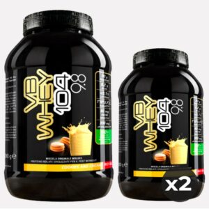 KIT da 2 Integratori di proteine idrolizzate in polvere al gusto di biscotto cookie and cream-VB WHEY 104 9.8-NET INTEGRATORI