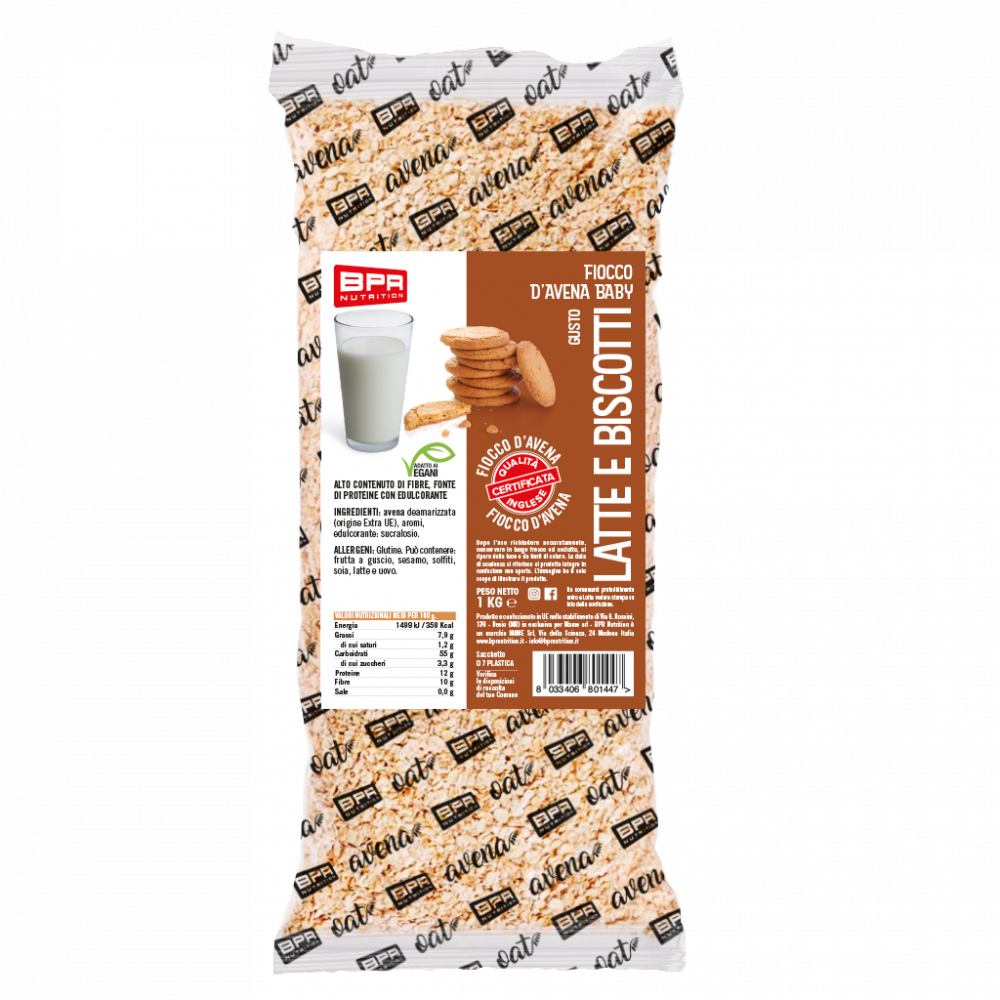 Fiocchi di avena al gusto di latte e biscotti BPR Nutrition