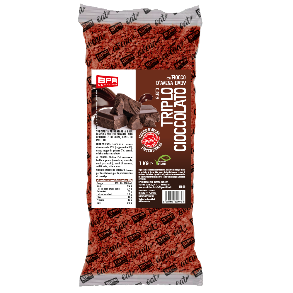 Fiocchi di avena aromatizzati al triplo cioccolato BPR Nutrition