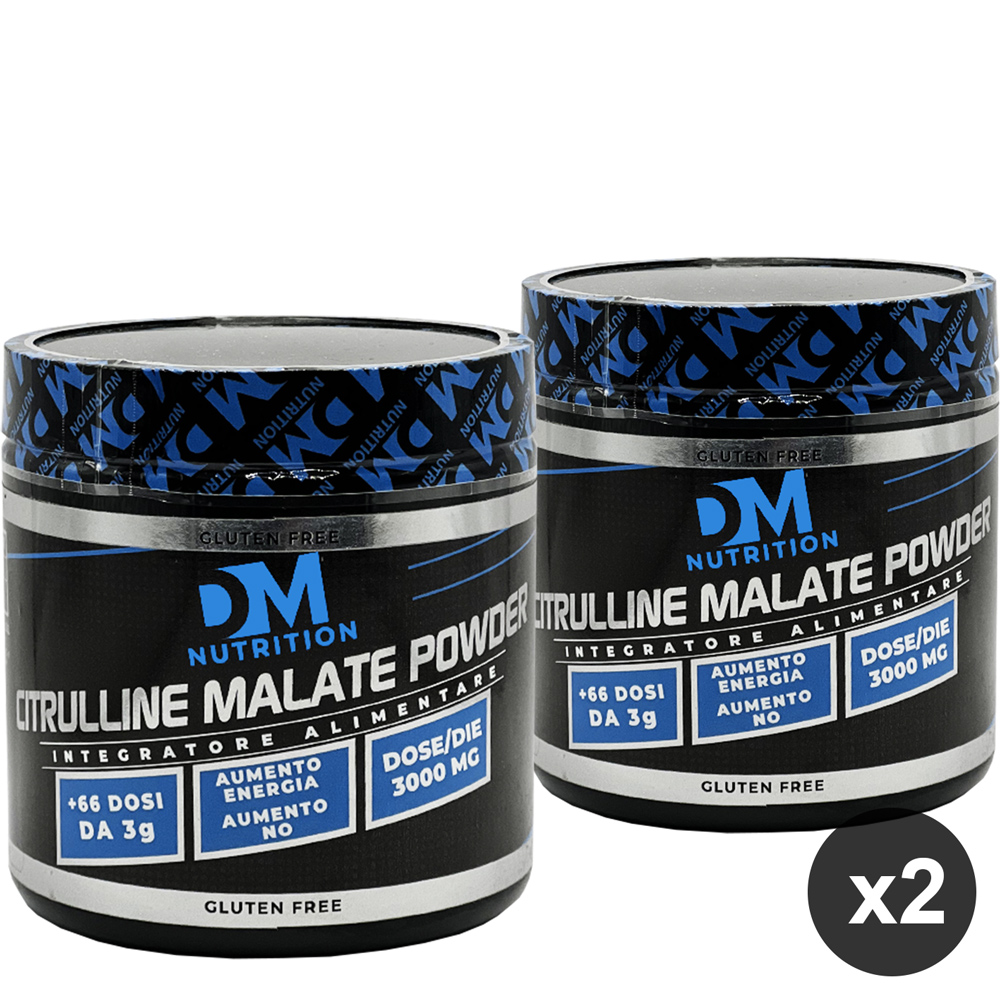Set da 2 Integratori di citrullina malate in polvere gusto neutro-CITRULLINE MALATE POWDER -DM Nutrition