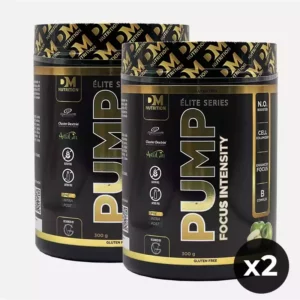 Set da 2 Integratori Pre-workout ad azione energetica con creatina, arginina, in polvere al gusto di mela-PUMP FOCUS INTENSITY MELA-DM NUTRITION ELITE SERIES