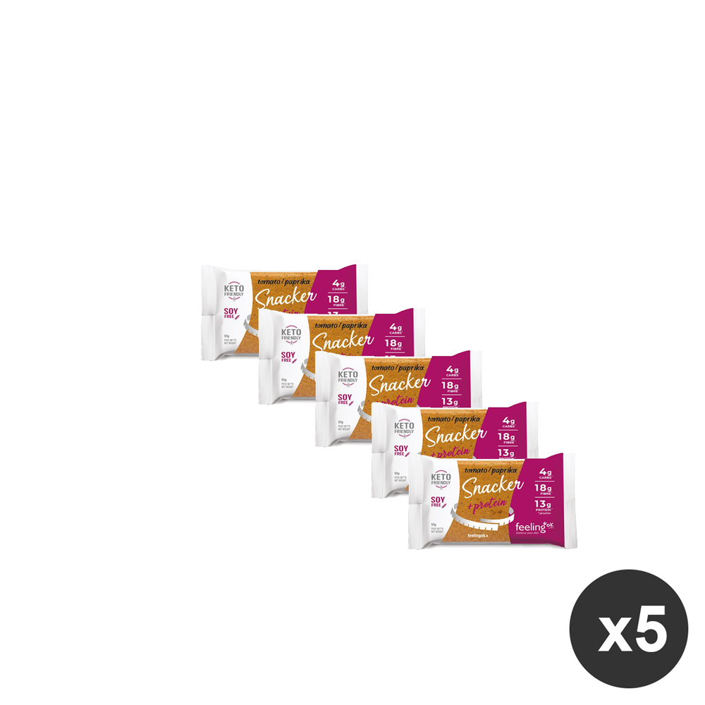 Feeling ok kit da 5 Crackers proteico al gusto di paprica e pomodoro