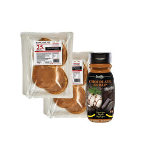 Colazione proteica con Pancake pronti e sciroppo al cioccolato