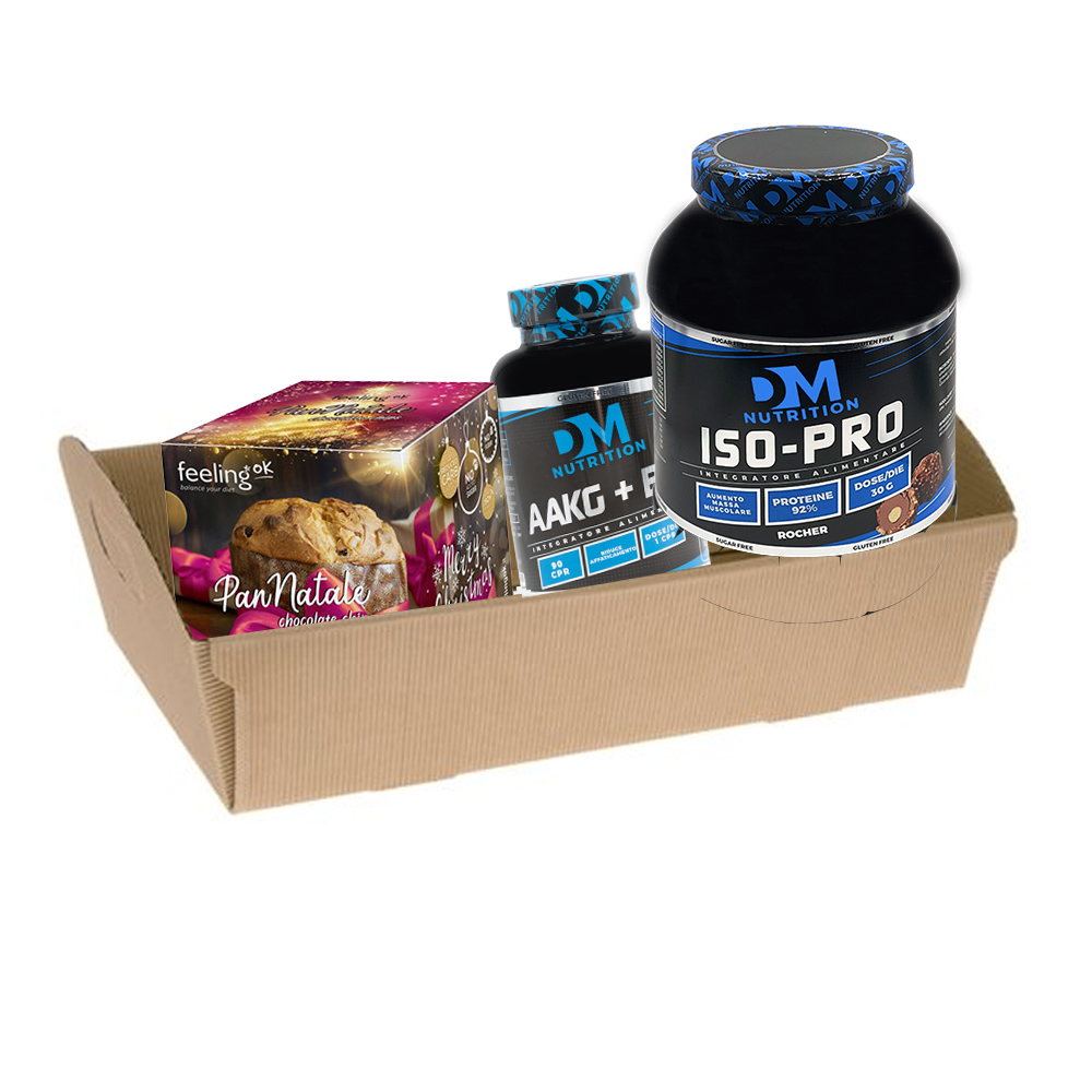 Cesto natalizio con proteine isolate arginina e panettone