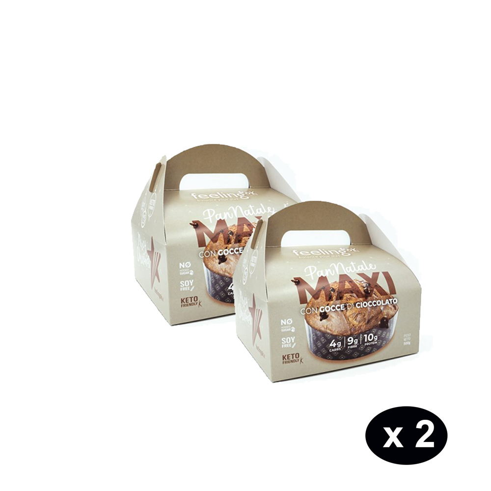 Pack 2 Panettoni proteici maxi con gocce di cioccolato Feeling ok
