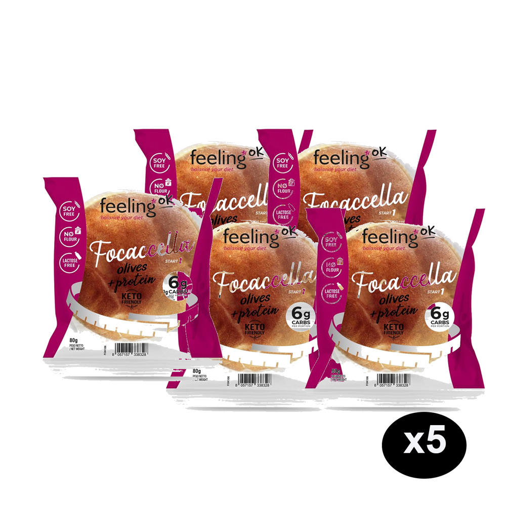 Set risparmio 5 Focaccella alla olive per dieta chetogenica Feeling