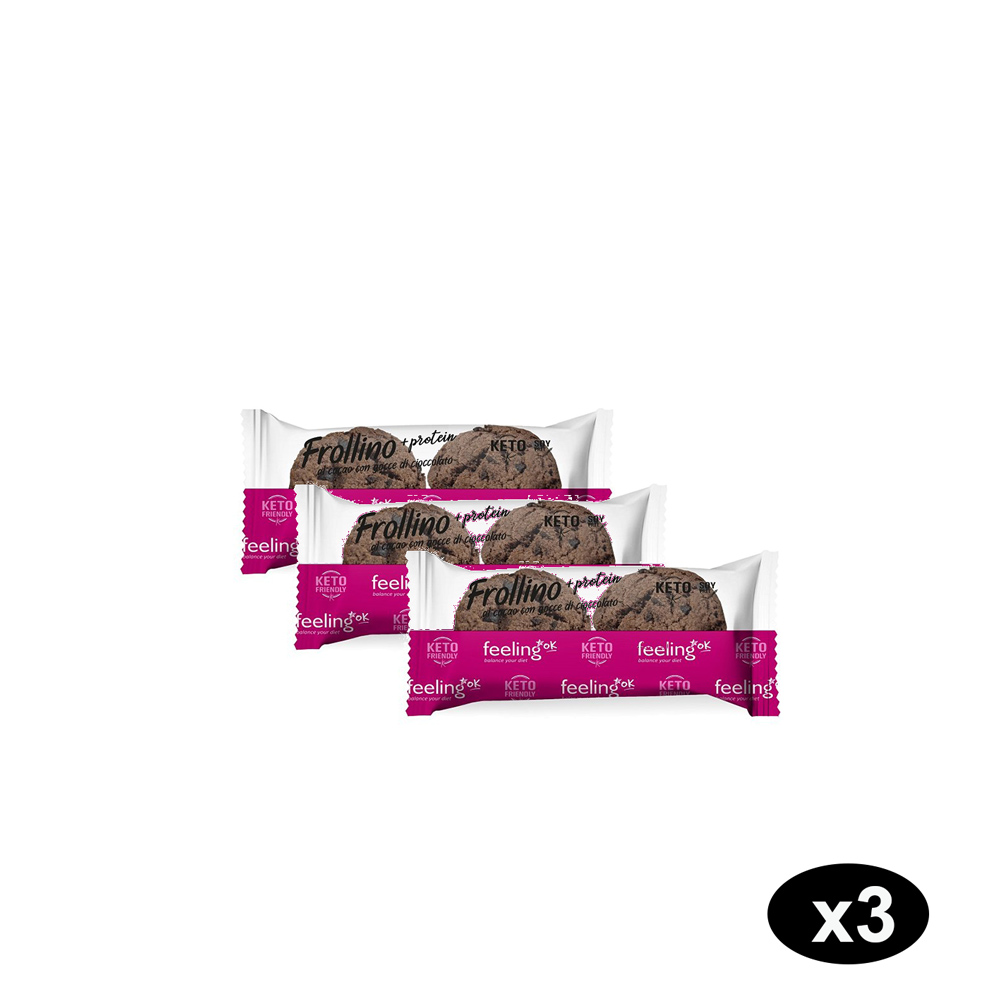 Tris di Frollini al Cacao con Gocce di Cioccolato ricco di proteine