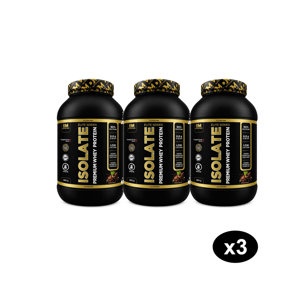 Tris di Proteine Isolate Whey Premium - Gusto Cioccolato e Nocciola