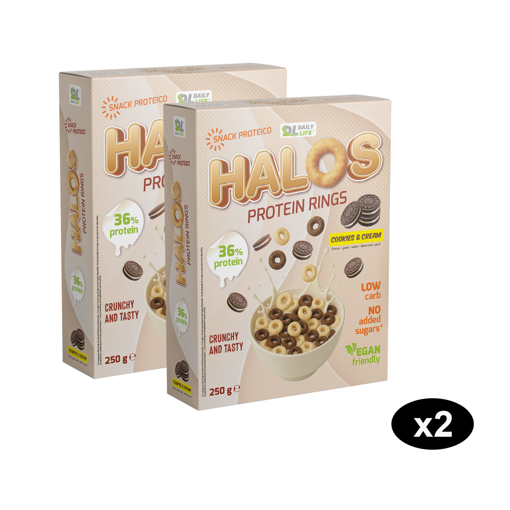 HALOS Protein Rings - 2 Cereali Proteici Senza Zuccheri Cookie's and cream
