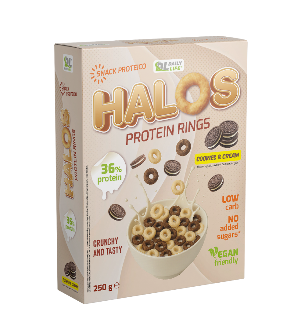 HALOS Protein Rings - Cereali Proteici Senza Zuccheri Cookie's and cream